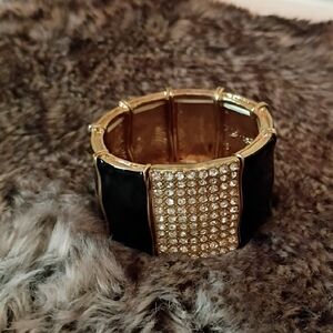 bebe Gold and Black Crystal Bracelet
